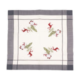 NU ARE - Fata de Masa Vivimall, Material In Brodat, cu Motiv mos Craciun si Reni, 85 x 85 cm, Gri - vivimall.ro