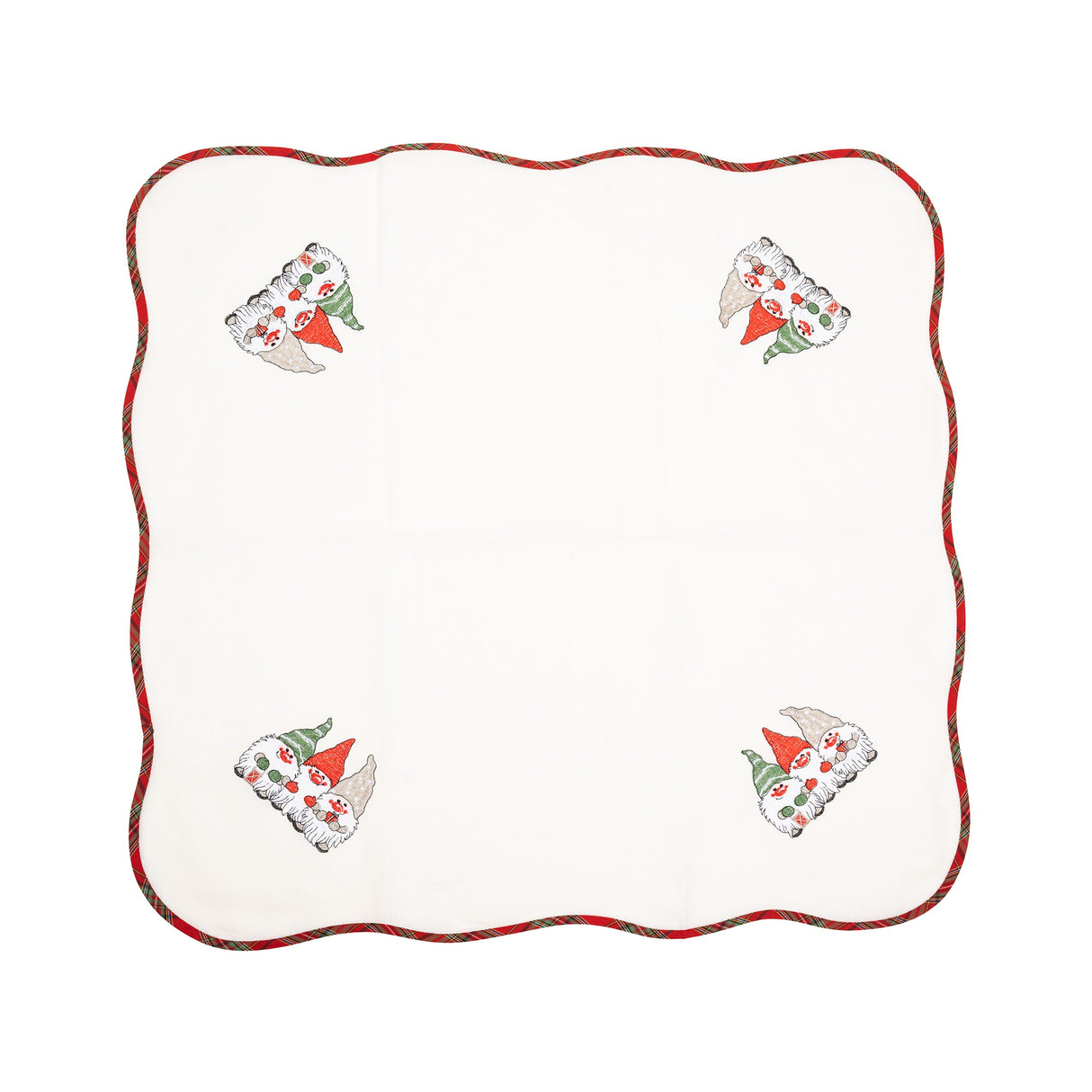 Fata de Masa Vivimall, Material In Brodat, cu Motiv Trei Pitici, 85 x 85 cm, Alb - vivimall.ro