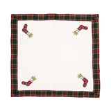 Fata de Masa Vivimall, Material In Brodat, cu Motive de Craciun Ghetute, 180 x 40 cm, Alb - vivimall.ro