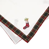 Fata de Masa Vivimall, Material In Brodat, cu Motive de Craciun Ghetute, 180 x 40 cm, Alb - vivimall.ro