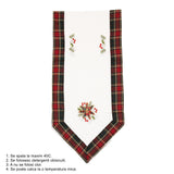 Fata de Masa Vivimall, Material In Brodat, cu Motive Florale de Craciun, 180 x 40 cm, Alb - vivimall.ro