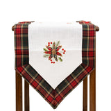 Fata de Masa Vivimall, Material In Brodat, cu Motive Florale de Craciun, 180 x 40 cm, Alb - vivimall.ro