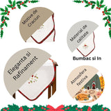 Fata de Masa Vivimall, Material In Brodat, cu Motive Florale de Craciun si Lumanari, 180 x 40 cm, Alb - vivimall.ro