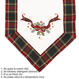 Fata de Masa Vivimall, Material In Brodat, cu Motive Fundita de Craciun, 180 x 40 cm, alba - vivimall.ro