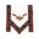 Fata de Masa Vivimall, Material In Brodat, cu Motive Fundita de Craciun, 180 x 40 cm, alba - vivimall.ro