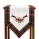 Fata de Masa Vivimall, Material In Brodat, cu Motive Fundita de Craciun, 180 x 40 cm, alba - vivimall.ro