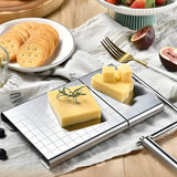 Feliator de Branza, Vivimall, din Otel Inoxidabil, 5 Fire de Rezerva, Maner Ergonomic, Scara de Masurare, 24x21cm, Argintiu - vivimall.ro