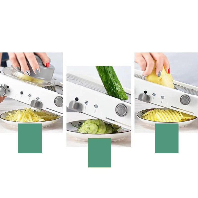 Feliator Manual Multifunctional, Vivimall, Usor de Folosit, pentru Legume, Fructe, Razatoare, Otel Inoxidabil, Accesoriu Bucatarie, 39 x 11.5 x 12.5 cm Alb - vivimall.ro