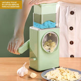 Feliator manual pentru legume Vivimall, 3 lame din otel inxodabil, 3 tipuri de feliere, material carcasa ABS, latime maxima feliere 4 mm, baza de tip ventuza, usor si sigur de utilizat, 28.5 x 9,2 x 13.5 cm, verde - vivimall.ro