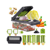 Feliator Multifunctional, Vivimall, Razatoare, 8 in 1, pentru Fructe si Legume, 10 Piese, Lame de Inox, Recipient Stocare, Separator Oua, Protectie Mana, ABS, 32.2x11.3 cm, Verde/Gri - vivimall.ro