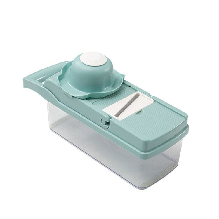 Feliator Multifunctional, Razatoare, 8 In 1, Pentru Fructe Si Legume, 10 Piese, Lame De Inox, Recipient Stocare, Separator Oua, Protectie Mana, Abs, 32.2X11.3 Cm, Albastru/Alb - vivimall.ro