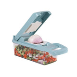 Feliator Multifunctional, Razatoare, 8 In 1, Pentru Fructe Si Legume, 10 Piese, Lame De Inox, Recipient Stocare, Separator Oua, Protectie Mana, Abs, 32.2X11.3 Cm, Albastru/Alb - vivimall.ro