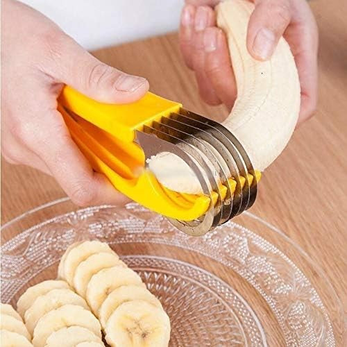 Feliator Pentru Alimente, Accesoriu Pentru Bucatarie, Cutit Pentru Legume Si Fructe, Model Banana, Ergonomic, 17.5X5X4 Cm, Galben - vivimall.ro