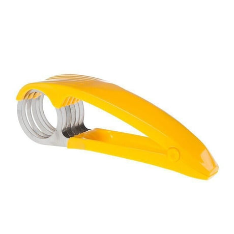 Feliator pentru Alimente, Vivimall, Accesoriu pentru Bucatarie, Cutit pentru Legume si Fructe, Model Banana, Ergonomic, 17.5x5x4 cm, Galben - vivimall.ro
