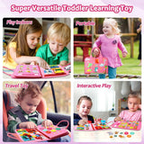 Carte Senzoriala Educativa Montessori 7in1, Vivimall, 26 de Activitati, Dezvoltare Abilitati Motorii, 4 Pagini, Model Dinozauri, 28x22x7 cm, Roz - vivimall.ro