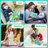 Carte Senzoriala Educativa Montessori, Vivimall, cu Activitati, Dezvoltare Abilitati Motorii, 4 Pagini, Model Spatiu Cosmic, 28x22x7 cm, Albastru - vivimall.ro