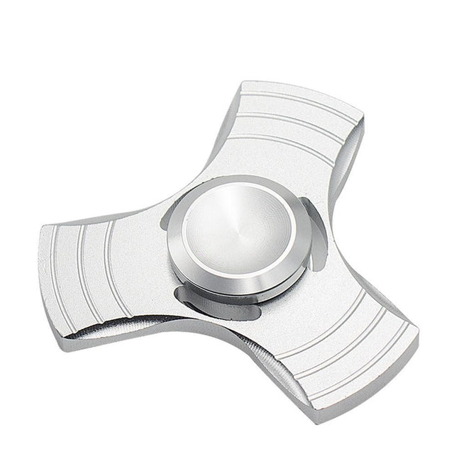 Fidget Spinner Jucarie Antistres De Metal Cu Orificii Argintiu 2 - vivimall.ro
