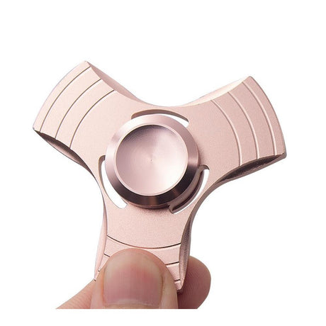 Fidget Spinner Jucarie Antistres De Metal Cu Orificii Roz 2 - vivimall.ro