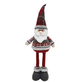 Figurina Decorativa, Pentru Craciun, Vivimall, Mos Craciun, Picioare Telescopice, Inaltime Reglabila 44-54cm, Bluza cu Fulgi, Rosu/Gri - vivimall.ro