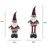 Figurina Decorativa, Pentru Craciun, Vivimall, Mos Craciun, Picioare Telescopice, Inaltime Reglabila 44-54cm, Bluza cu Fulgi, Rosu/Gri - vivimall.ro