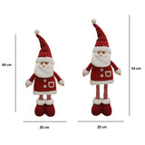 Figurina Decorativa, Pentru Craciun, Vivimall, Mos Craciun, Picioare Telescopice, Inaltime Reglabila 44-54cm, Caciula cu Inimioare, Alb/Rosu - vivimall.ro