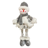 Figurina Decorativa, Pentru Craciun, Vivimall, Om de Zapada, Picioare Telescopice, Inaltime Reglabila 33- 70 cm, Pantaloni Luciosi, Alb/Argintiu - vivimall.ro