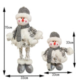 Figurina Decorativa, Pentru Craciun, Vivimall, Om de Zapada, Picioare Telescopice, Inaltime Reglabila 33- 70 cm, Pantaloni Luciosi, Alb/Argintiu - vivimall.ro