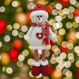 Figurina Decorativa, Pentru Craciun, Vivimall, Om de Zapada, Picioare Telescopice, Inaltime Reglabila 44-54cm, Caciula cu Inimioare, Alb/Rosu - vivimall.ro