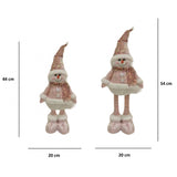 Figurina Decorativa, Pentru Craciun, Vivimall, Om de Zapada, Picioare Telescopice, Inaltime Reglabila 44-54cm, Caciula cu Paiete, Roz - vivimall.ro