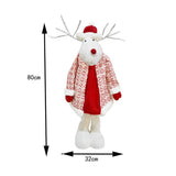 Figurina Decorativa, Pentru Craciun, Vivimall, Ren, Picioare Telescopice, Inaltime Reglabila 42 - 80 cm, cu Haina, Alb/Rosu - vivimall.ro