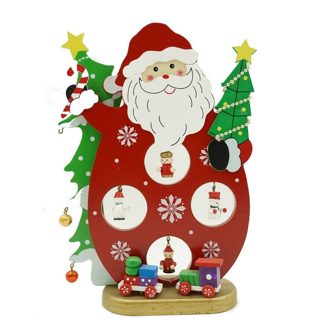 Figurina decorata, Mos Craciun, Rosu, din Lemn, 18 cm x 24.5 cm, Interior, Vivimall - vivimall.ro