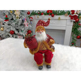 Figurina Decorativa Craciun, Mos Craciun Asezat Cu Sac Si Felinar, Material Plastic+Textil, Interior/Exterior, Rosu/, Resigilat - vivimall.ro