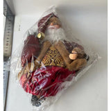 Figurina Decorativa Craciun, Vivimall, Mos Craciun Asezat cu Sac si Felinar, 35 x 18 x 20 cm, Material Plastic+Textil, Interior/Exterior, Rosu/Auriu, Resigilat - vivimall.ro