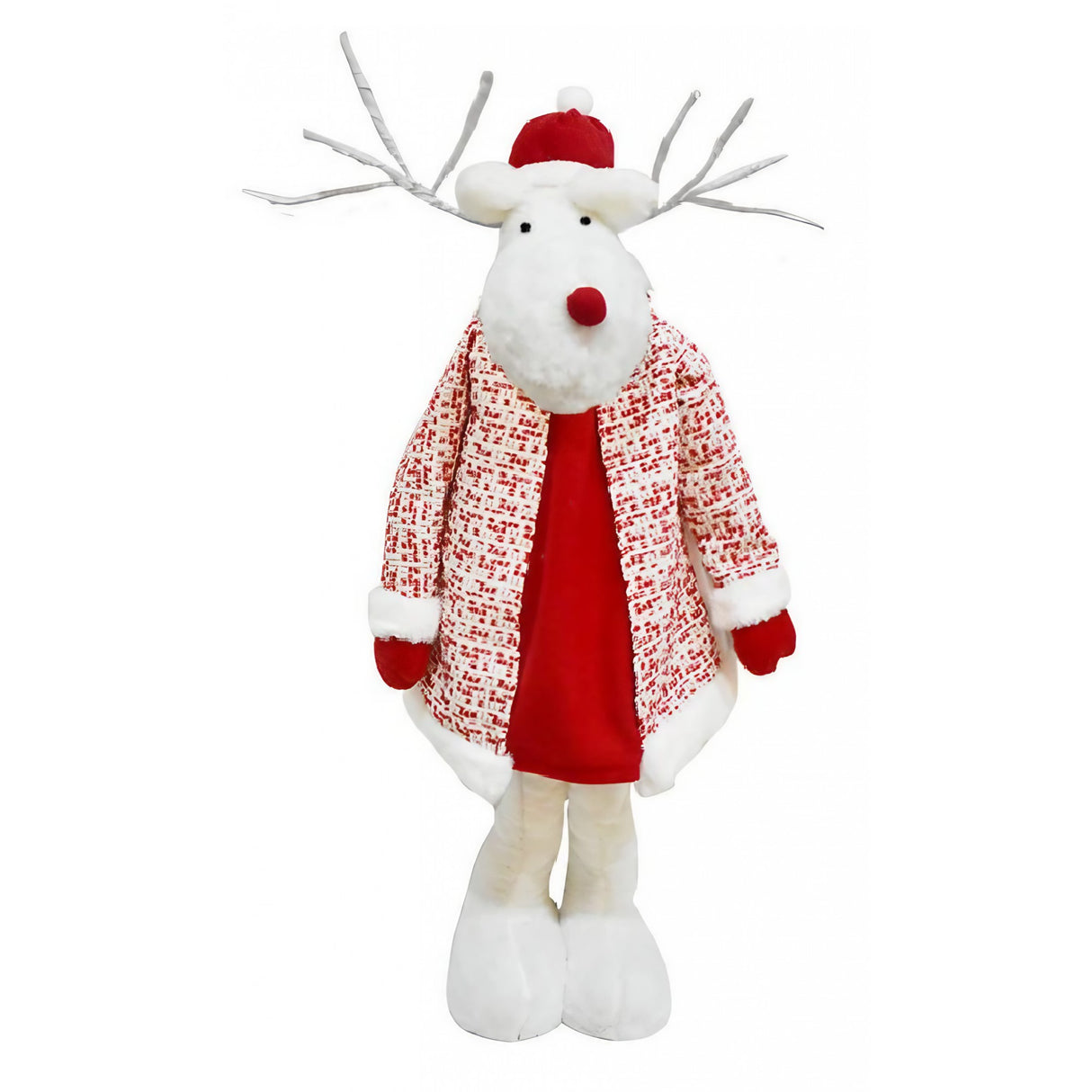Figurina Decorativa, Pentru Craciun, Ren, Picioare Telescopice, Inaltime Reglabila 42 - 80 Cm, Cu Haina, /Rosu - vivimall.ro