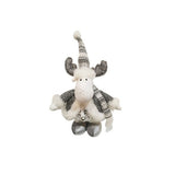 Figurina Decorativa, Pentru Craciun, Vivimall, Ren, Picioare Telescopice, Inaltime Reglabila 52- 82 cm, Pantaloni Luciosi, Alb/Argintiu - vivimall.ro