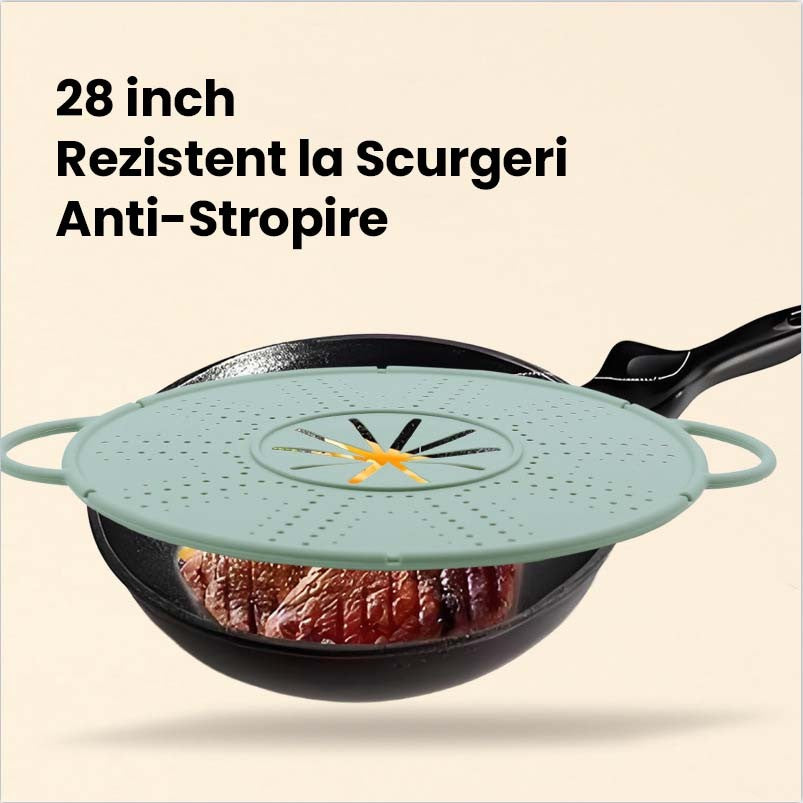Capac Sita pentru Tigaie, Vivimall, 28 inch, Capac din Silicon pentru Scuregere, Rezistent la Remperaturi ridicate, Anti-Stropire, Deflector de Ulei, Verde deschis - vivimall.ro