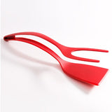 Spatula Multifunctionala Tip Cleste, Spatula Cleste Pentru Gatit, Silicon Pp, Pentru Alimente, Carne, Paine, 31 X 8.5 Cma-Rosu - vivimall.ro