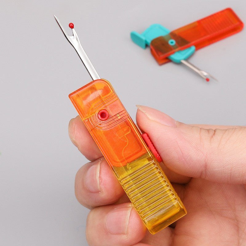 Dispozitiv pentru Descusut, Flippy, Taietor de Etichete, 1.7 x 7 cm, Pliabil, din Plastic, Rosu/Galben