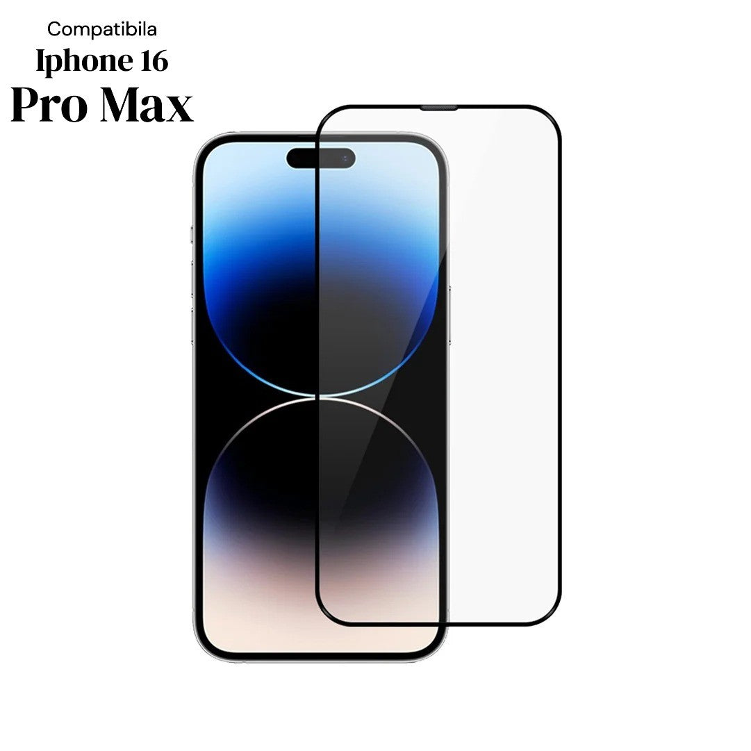 Folie de Protectie Ceramica, Flippy, Compatibila cu Apple iPhone 16 Pro Max, Ceramics 9D, Antisoc, Margini Negre, Transparent - vivimall.ro