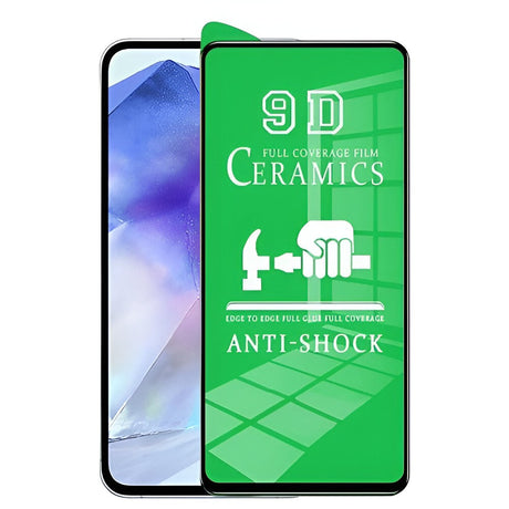 Folie de Protectie Ceramica, Vivimall, Compatibila cu Samsung Galaxy A35 4G, A35 5G, Ceramics 9D, Antisoc, Margini Negre, Transparent - vivimall.ro