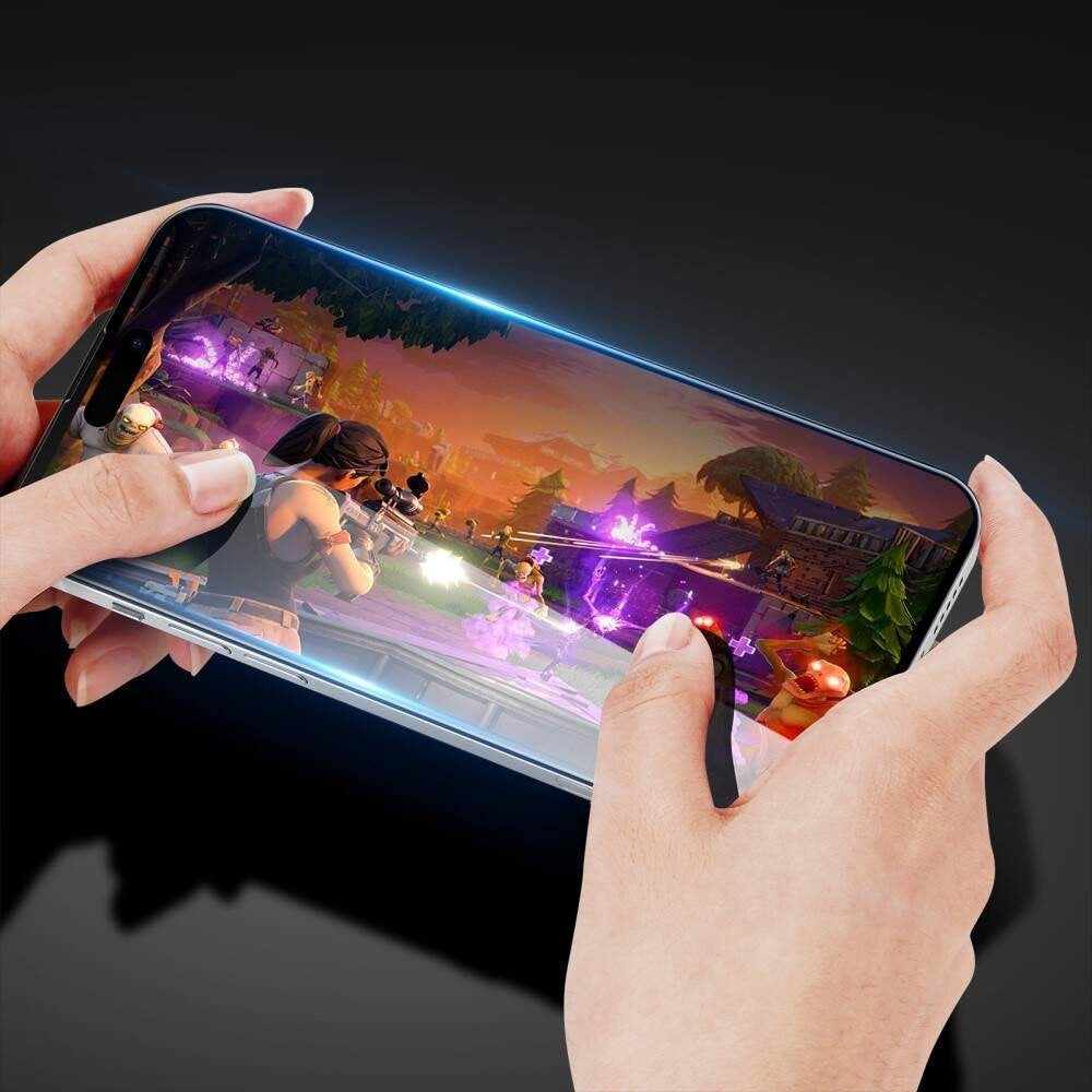 Folie de protectie Ceramica,  Flippy,  compatibila cu Apple iPhone 15 Pro Max, Transparenta HD, 9H, margini negre - vivimall.ro