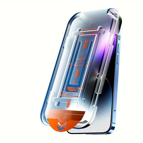 Folie de Protectie cu Instalare Rapida, Vivimall, pentru Apple iPhone 15, Privacy Tempered Glass Easy Tool, Full Cover, Protectie Difuzor, HD, Margini Negre, Transparent - vivimall.ro
