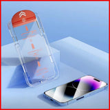 Folie de Protectie cu Instalare Rapida, Flippy, pentru Apple iPhone 15 Pro, Tempered Glass Easy Tool, Full Cover, Protectie Difuzor, HD, Margini Negre, Transparent - vivimall.ro