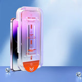 Folie de Protectie cu Instalare Rapida, Flippy, pentru Apple iPhone 15, Tempered Glass Easy Tool, Full Cover, Protectie Difuzor, HD, Margini Negre, Transparent - vivimall.ro