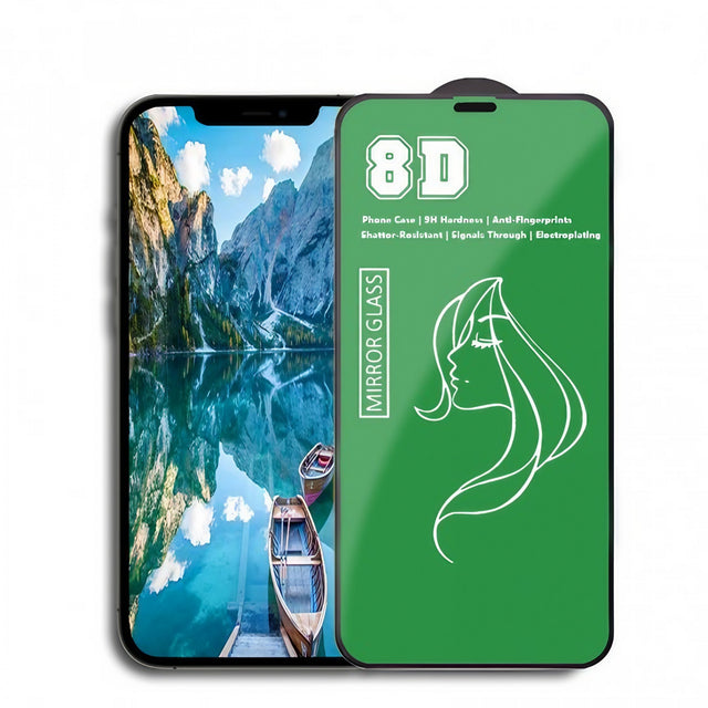 Folie de Protectie, Vivimall, pentru iPhone 15 Plus, Tempered Glass Mirror 8D, Efect Oglinda, HD, Verde - vivimall.ro