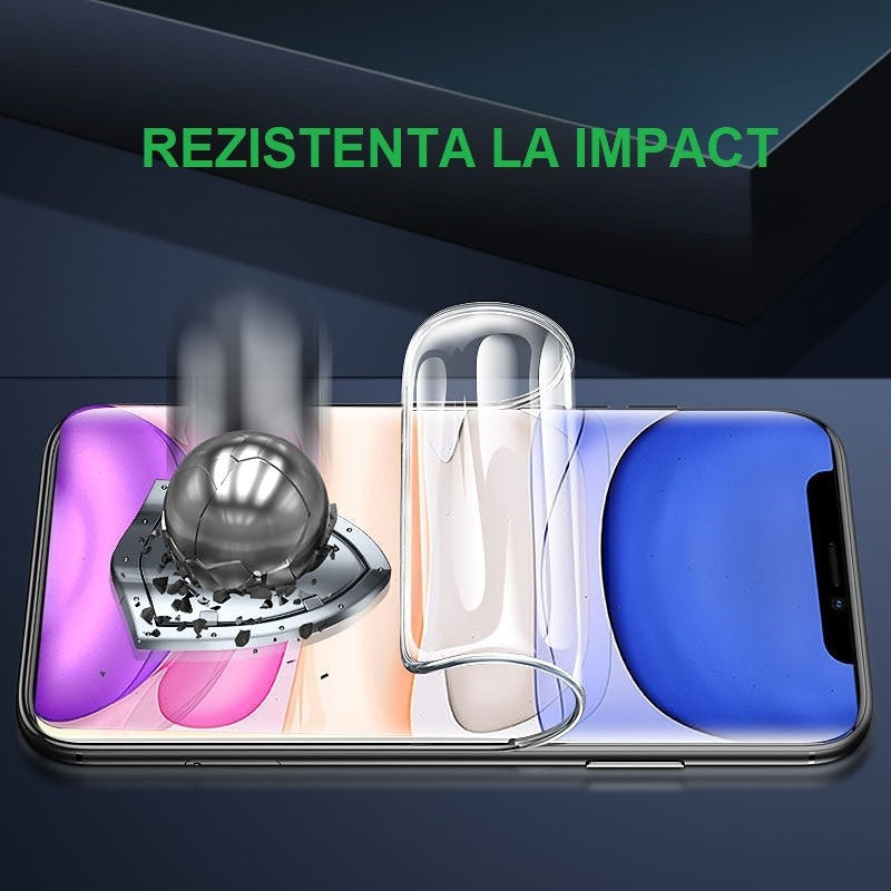 Folie de Protectie, Vivimall, pentru iPhone 15 Pro, Flexible Hidrogel Mat, Full Cover, Reparare Automata, Transparent - vivimall.ro