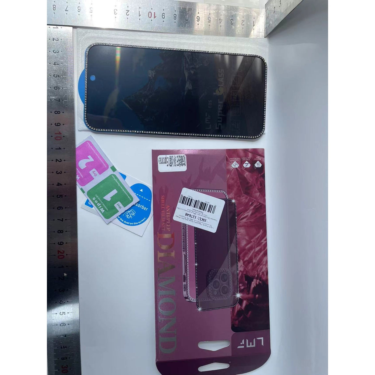 Folie de Protectie, Vivimall, pentru iPhone 15 Pro Max, Privacy Tempered Glass cu Pietricele, ESD, HD, Transparent - vivimall.ro