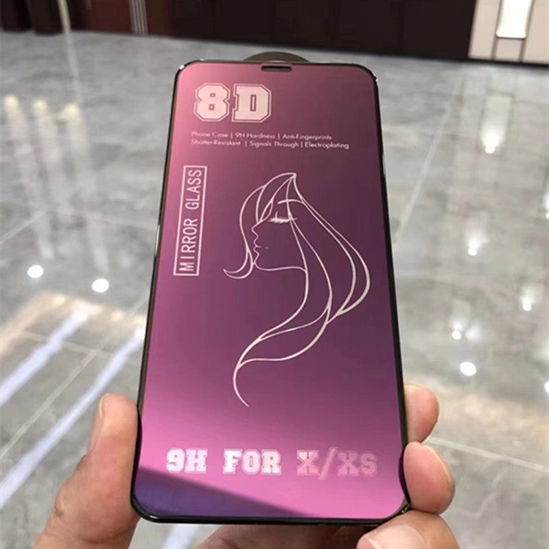 Folie de Protectie, Vivimall, pentru iPhone 15 Pro Max, Tempered Glass Mirror 8D, Efect Oglinda, HD, Violet - vivimall.ro