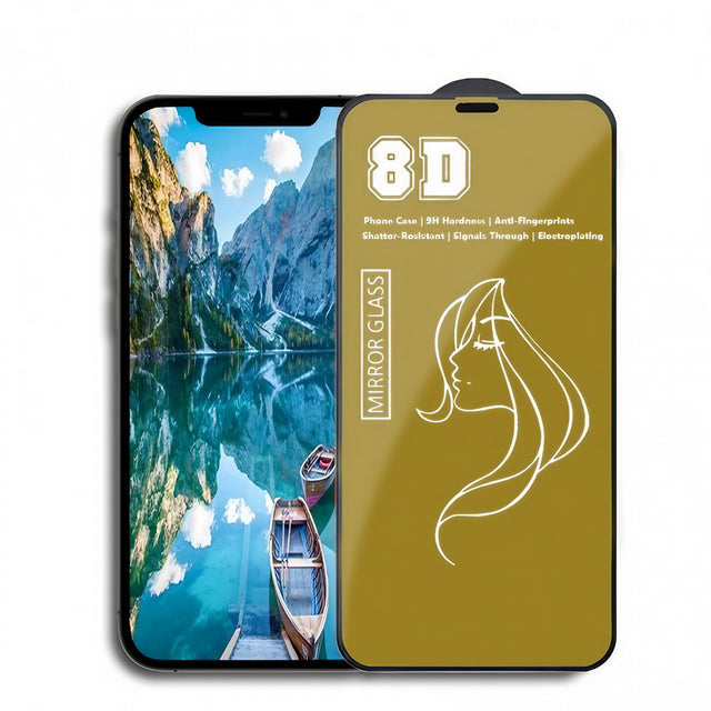 Folie de Protectie, Vivimall, pentru iPhone 15 Pro, Tempered Glass Mirror 8D, Efect Oglinda, HD, Auriu - vivimall.ro
