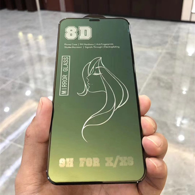 Folie de Protectie, Vivimall, pentru iPhone 15 Pro, Tempered Glass Mirror 8D, Efect Oglinda, HD, Verde - vivimall.ro